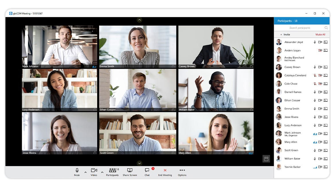 9 camera meeting video chat
