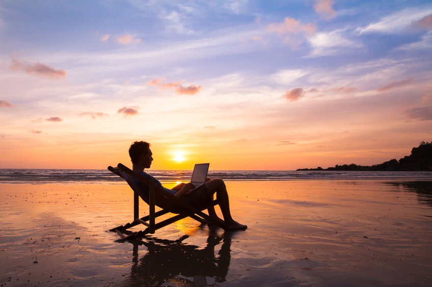 relaxing on a beach chair